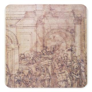 W.29 Sketch of a crowd for a classical scene Square Sticker