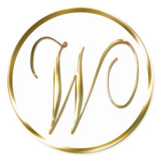W Monogram Faux Gold Envelope Or Favor Seal