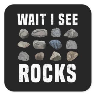 Wait I see Rocks Funny Geology Gift Square Sticker