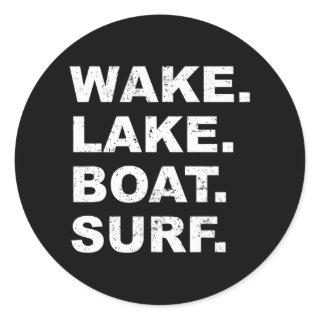 Wake Lake Boat Surf Wakesurf Board Surfer Classic Round Sticker