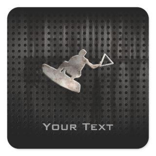 Wakeboarder; Cool Black Square Sticker
