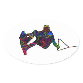 Wakeboarder Wild Colors Oval Sticker