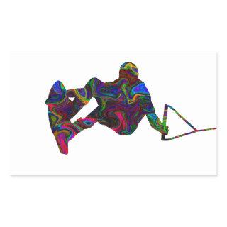 Wakeboarder Wild Colors Rectangular Sticker