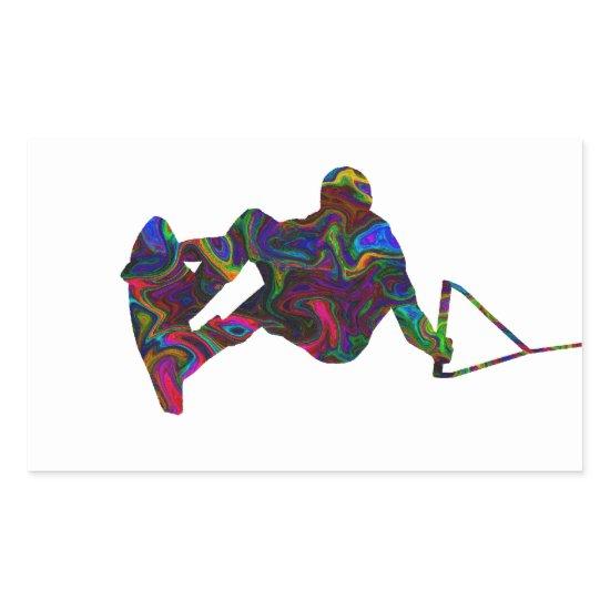 Wakeboarder Wild Colors Rectangular Sticker