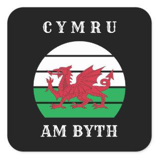 Wales Flag Cymru Am Byth Proud To Be Welsh Square Sticker
