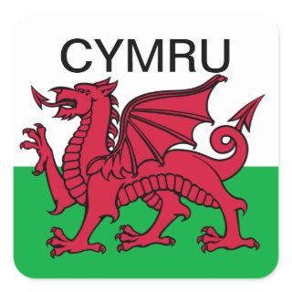 Wales Flag World Cup 2022 Red dragon Cymru Square Sticker