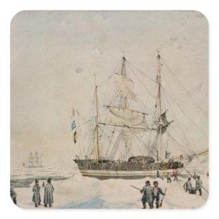 Walking in the Pack, Ross Expedition, 1842 Square Sticker