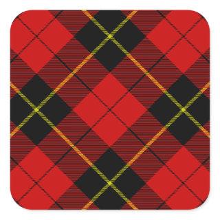Wallace tartan red black plaid square sticker