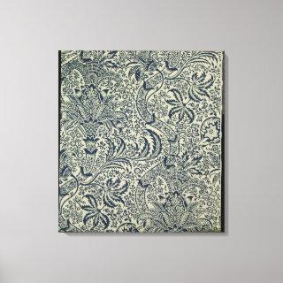 Wallpaper with navy blue seaweed style design canvas print
