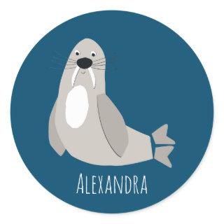 Walrus personalized classic round sticker