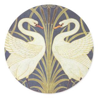 Walter Crane Swan, Rush And Iris Art Nouveau Classic Round Sticker