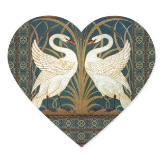 Walter Crane Swan, Rush And Iris Art Nouveau Heart Sticker