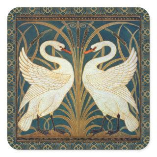 Walter Crane Swan, Rush And Iris Art Nouveau Square Sticker