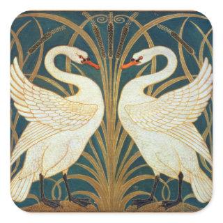 Walter Crane Swan, Rush And Iris Art Nouveau Square Sticker