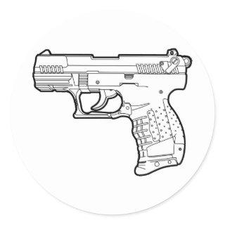 walter p22 gun firearm stencil graphic t-shirt classic round sticker