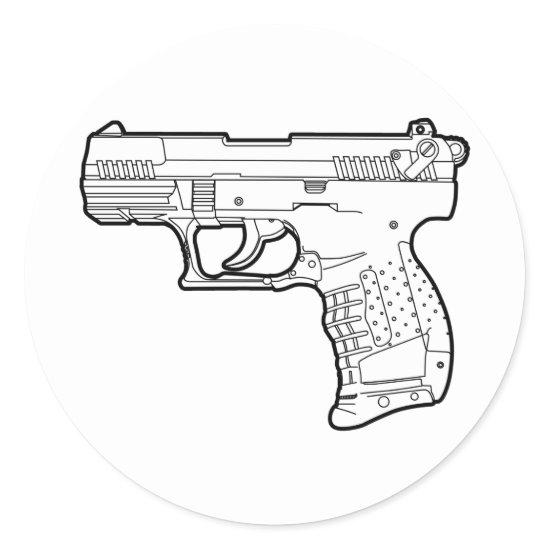 walter p22 gun firearm stencil graphic t-shirt classic round sticker