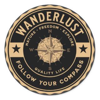 Wanderlust Travel Lover Map Stylish Exploration  Classic Round Sticker