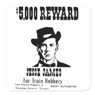 Wanted Jesse James Square Sticker