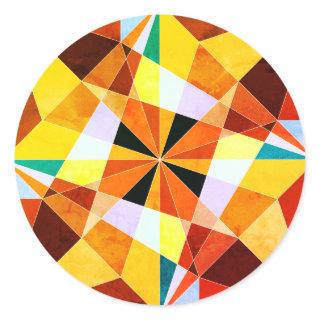 Warm Colors Cool Angular Geometric Shapes Classic Round Sticker