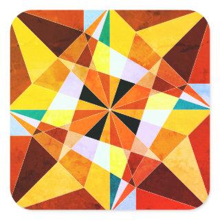Warm Colors Cool Angular Geometric Shapes Square Sticker