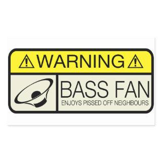 Warning Bass Fan! Rectangular Sticker