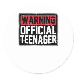 Warning Official Teenage Birthday Classic Round Sticker