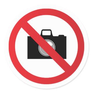 Warning sign no camera classic round sticker
