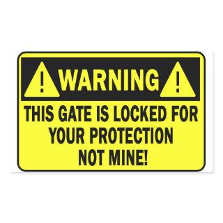 Warning This Gate Is Locked For Your Protection Rectangular Sticker