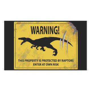 Warning! This Property is Protected by Raptors Rectangular Sticker