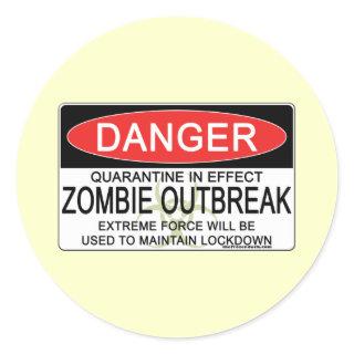 Warning - Zombie Outbreak Classic Round Sticker