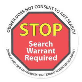 Warrant required stickers