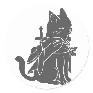 Warrior cat silhouette - Choose background color Classic Round Sticker