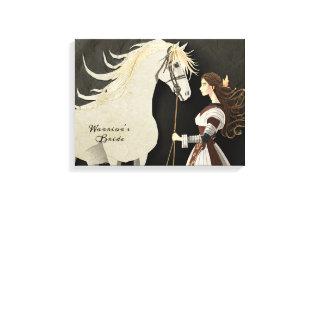 Warrior Tames White Steed Stretched Canvas Print