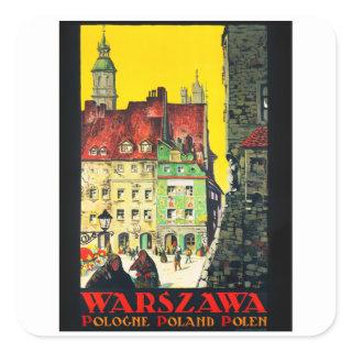Warszawa - Poland - Vintage Travel Square Sticker