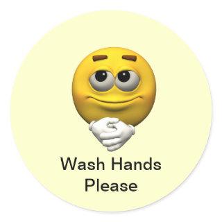 Wash Hands Please Classic Round Sticker