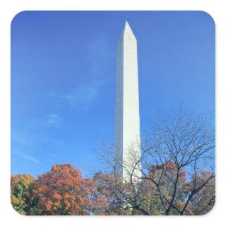 WASHINGTON, D.C. USA. Washington Monument rises Square Sticker