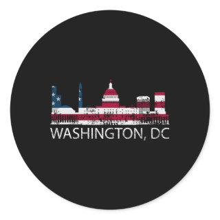 Washington Dc Capitol Hill Usa Flag Classic Round Sticker