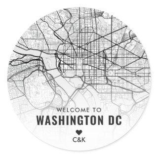 Washington, DC. City Map | Wedding Welcome Classic Round Sticker