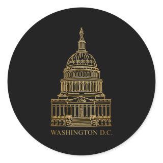 Washington Dc Landmark Capitol Hand Drawing Classic Round Sticker