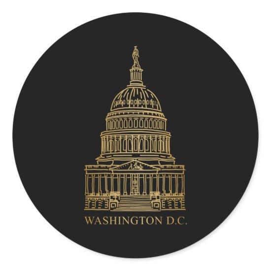 Washington Dc Landmark Capitol Hand Drawing Classic Round Sticker