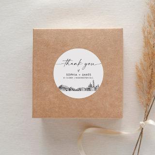 Washington DC Thank You Favor 3" (sheet of 6) Classic Round Sticker