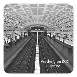 Washington Metro Station Looking at the Rails Square Sticker