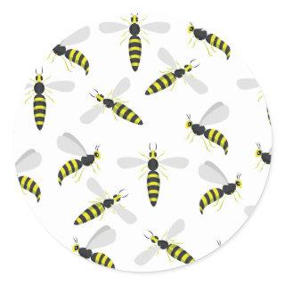 Wasp pattern classic round sticker