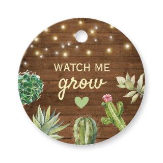 Watch Me Grow Rustic Baby Shower Cacti Cactus Pot Favor Tags