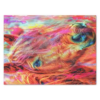 Water Color Vibrant Painted Horse Decoupage Tissue Paper