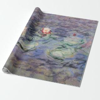 WATER LILIES IN PINK BLUE POND by Claude Monet