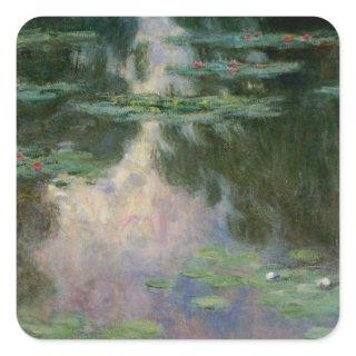 WATER LILIES IN PINK GREEN POND by Claude Monet Square Sticker