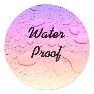 Water Proof Splash Free Rose Gold Pink Ombre Drops Classic Round Sticker
