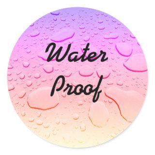 Water Proof Splash Free Rose Gold Pink Ombre Drops Classic Round Sticker