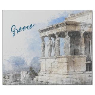 Watercolor Ancient Sites ruins in Athens, Greece